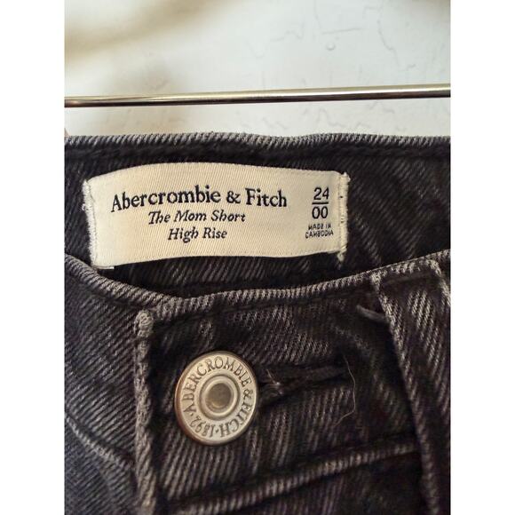 Abercrombie and Fitch- black Jean Shorts- high rise mom shorts - Picture 2 of 3